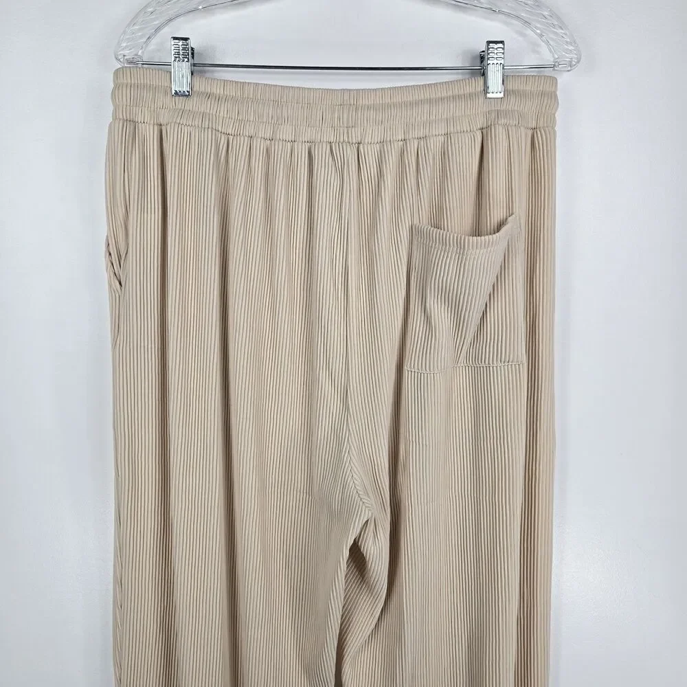 Coofandy Men's Size Large Beige Shirt & Pants‎ Set Ribbed 2 Pieces NWT